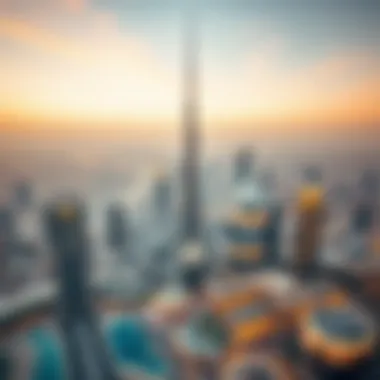 Panoramic view of Dubai skyline from Burj Khalifa