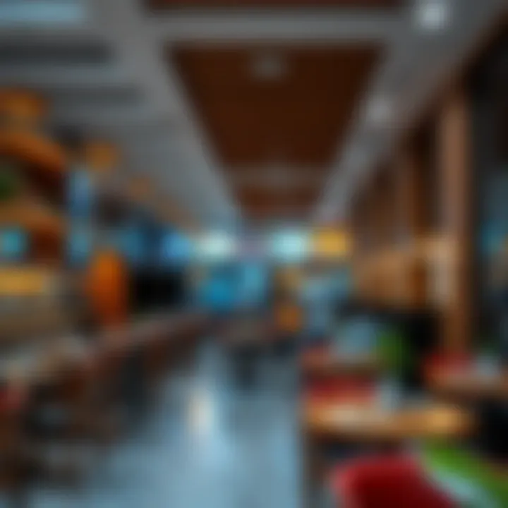Vibrant Cafeteria Scene in Dubai A bustling Dubai cafeteria showcasing modern design and vibrant atmosphere