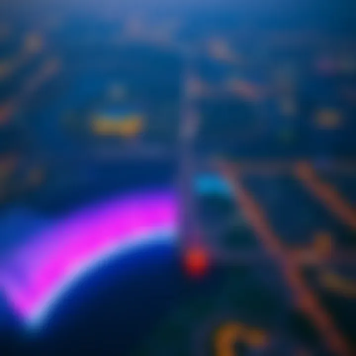 Aerial view of the Burj Khalifa Water Show with vibrant colors