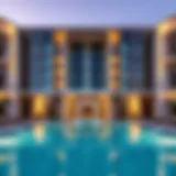 Stunning architectural facade of Al Bustan Residence showcasing modern design.