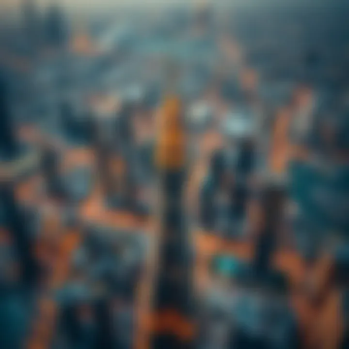 Aerial view of Dubai highlighting the strategic location of Al Masood Tower