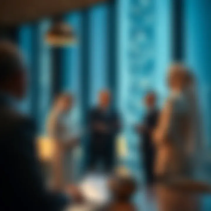 Business professionals discussing investment opportunities near Al Masood Tower
