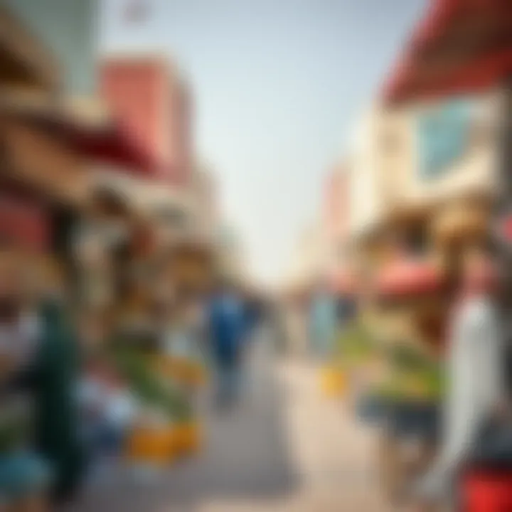 Cultural Melting Pot of Al Quoz A bustling marketplace in Al Quoz highlighting cultural diversity