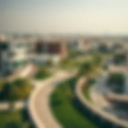 Panoramic view of Al Waha Community highlighting modern architecture and greenery