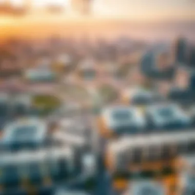 Aerial view showcasing Al Warqa's skyline and urban layout