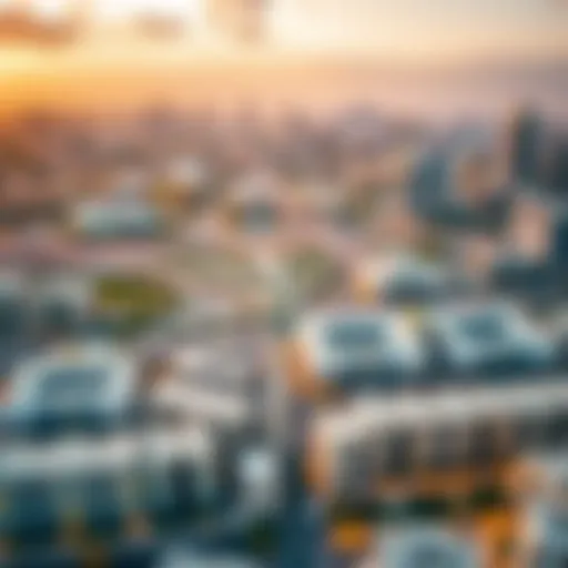 Aerial view showcasing Al Warqa's skyline and urban layout