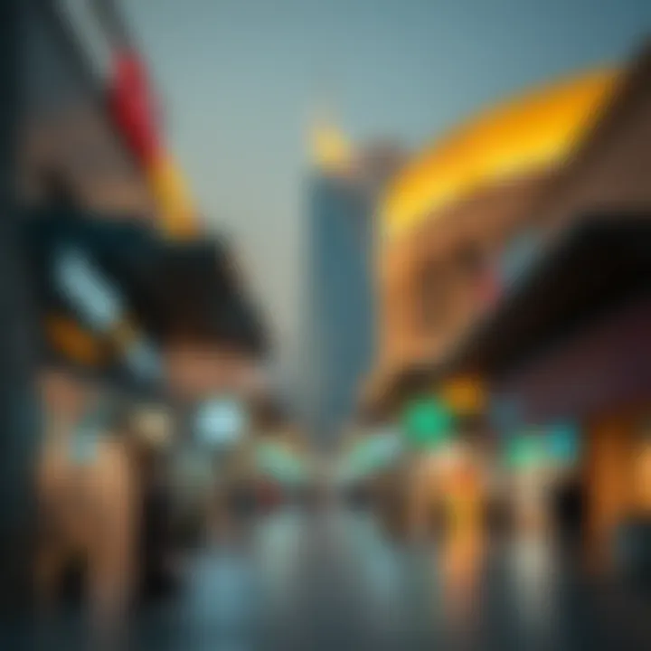 Commercial hub in Al Warqa with bustling activity and retail options