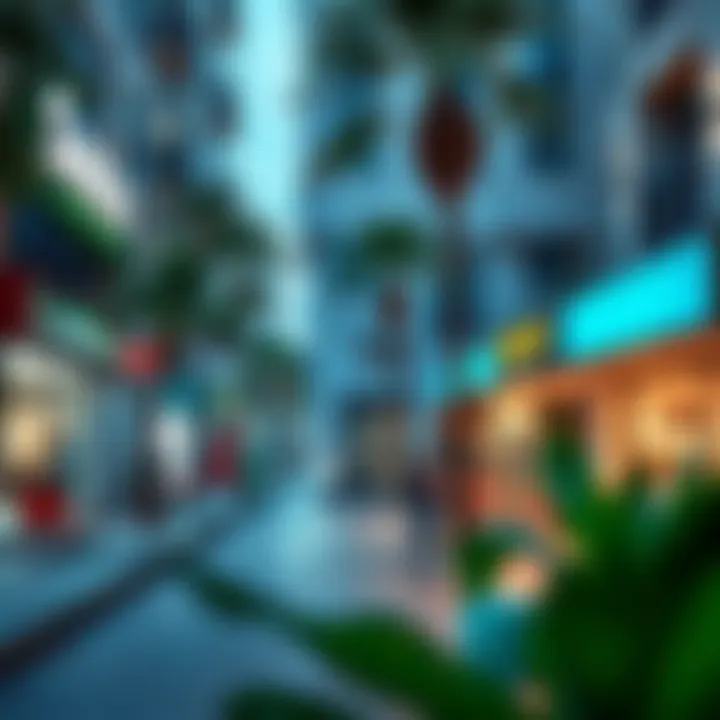 A vibrant street scene in Al Wasl Karama with local amenities