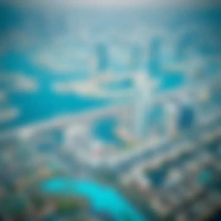 A stunning aerial view of a prominent Aldar project in Dubai