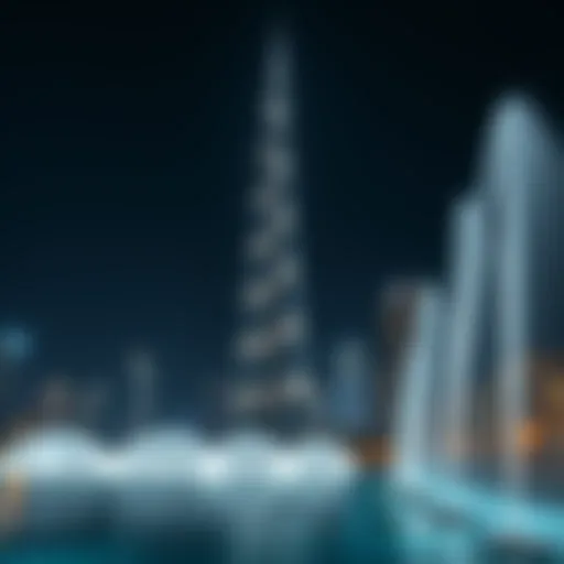 The majestic Burj Khalifa illuminated at night