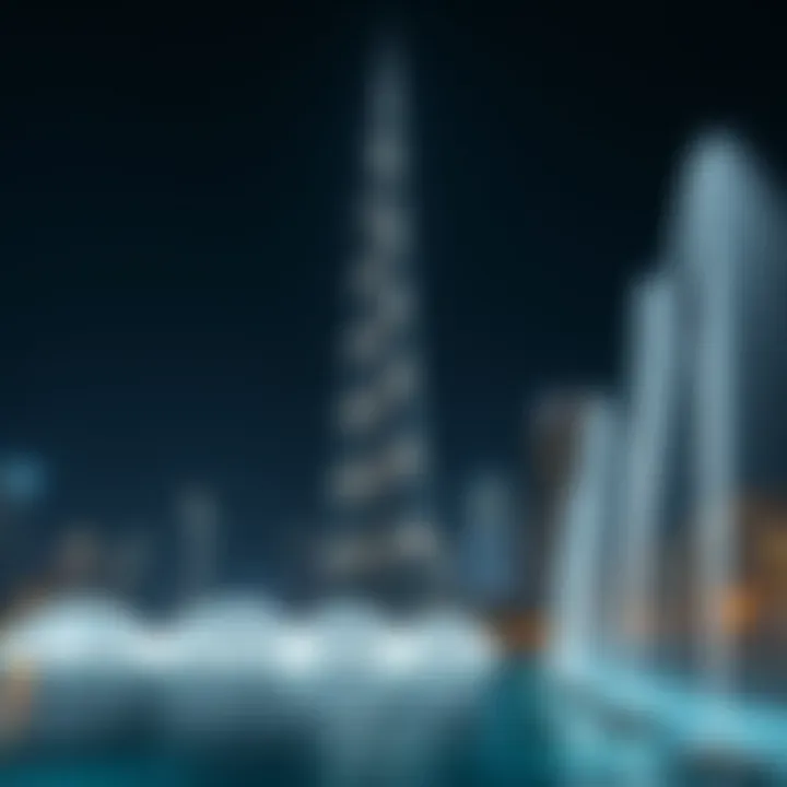 The majestic Burj Khalifa illuminated at night