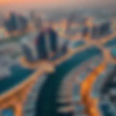 Aerial view of Business Bay showcasing its skyline and waterfront.