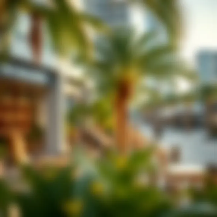 Vibrant lifestyle amenities in Business Bay including cafes and parks.