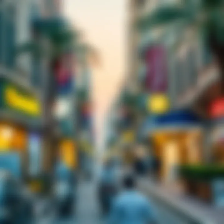 Vibrant street scene in Al Nahda highlighting local amenities