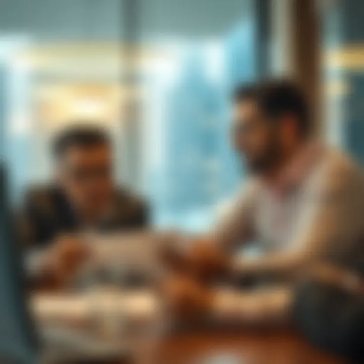 Investors Analyzing Market Trends in Dubai Investors discussing market trends