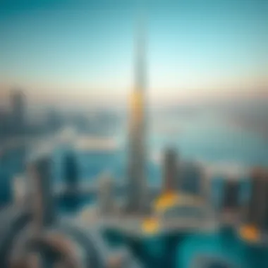 An aerial perspective of Coral Tower within Dubai's skyline