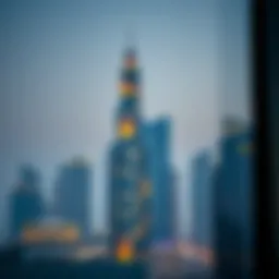 Stunning view of the Crown Tower against Dubai's skyline