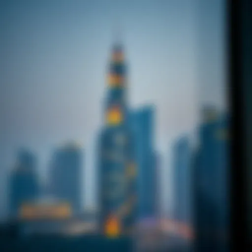 Stunning view of the Crown Tower against Dubai's skyline