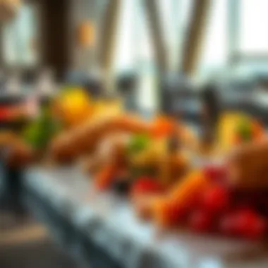 Diverse array of international cuisine presented artistically