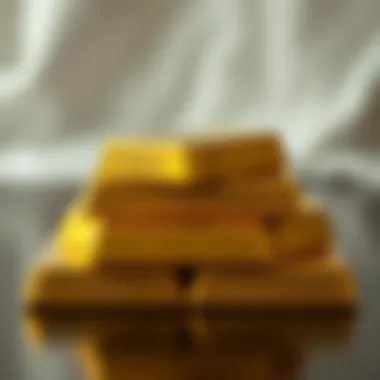 Close-up of gold bars stacked elegantly