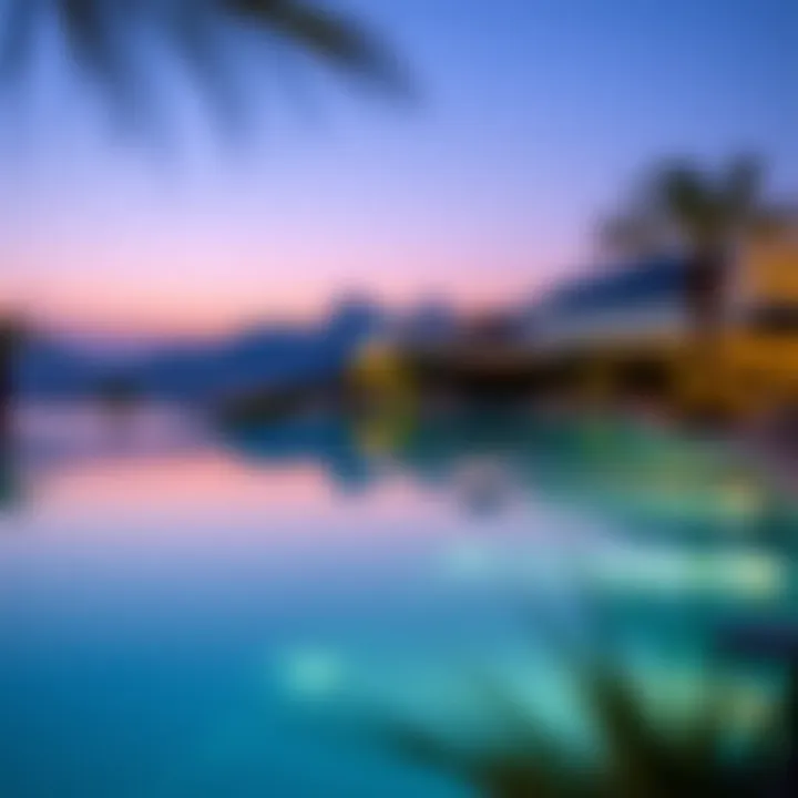 Infinity pool with stunning city skyline backdrop at Damac Marbella