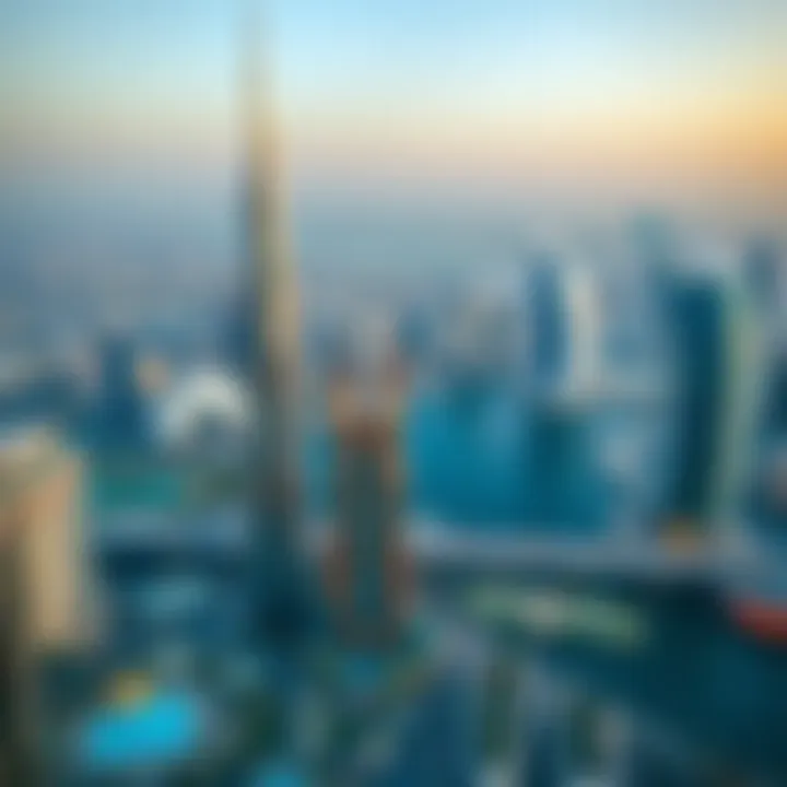 Panoramic view of Dubai skyline from Damac Towers