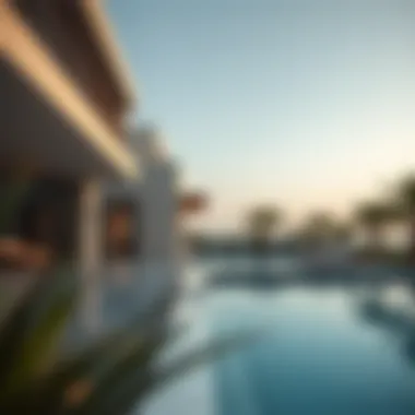 Luxurious swimming pool at a deluxe holiday home in Dubai