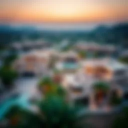 Aerial view of Desert Palm showcasing luxury villas and lush landscaping