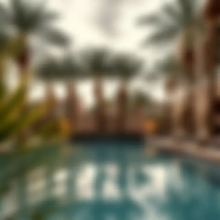 Tranquil swimming pool surrounded by palm trees in Desert Palm