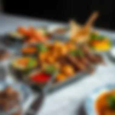 Exquisite Middle Eastern Cuisine A vibrant display of Middle Eastern dishes served elegantly on traditional plates