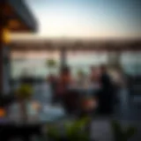 Elegant outdoor dining setup with stunning sea views