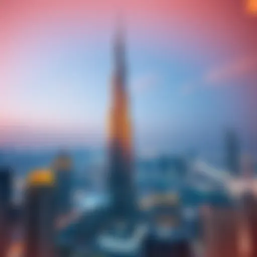 A breathtaking view of the Burj Khalifa towering over the Dubai skyline