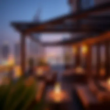 Dunya Tower Downtown's rooftop terrace with cityscape views