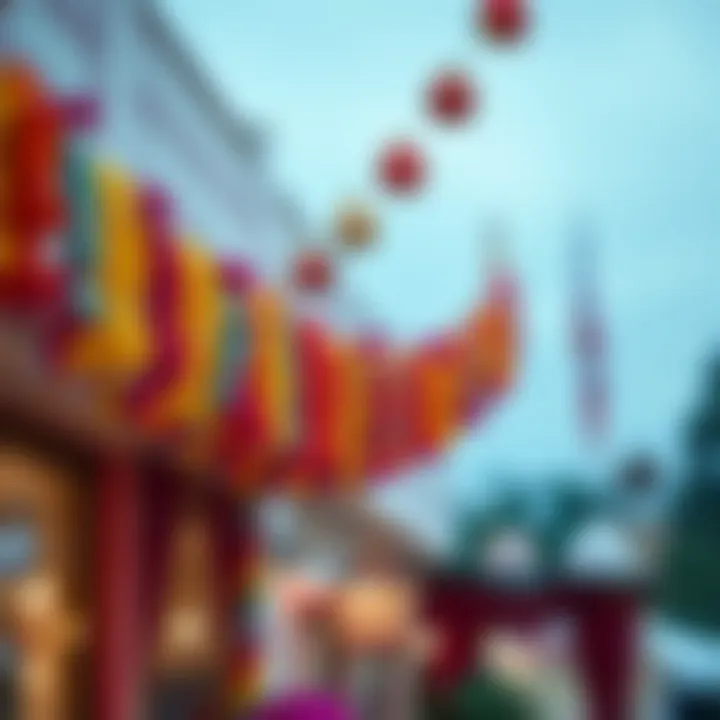 Colorful bunting and ornaments enhancing the festive ambiance