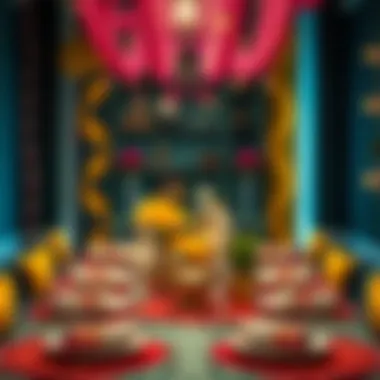 Vibrant table setting adorned with traditional motifs