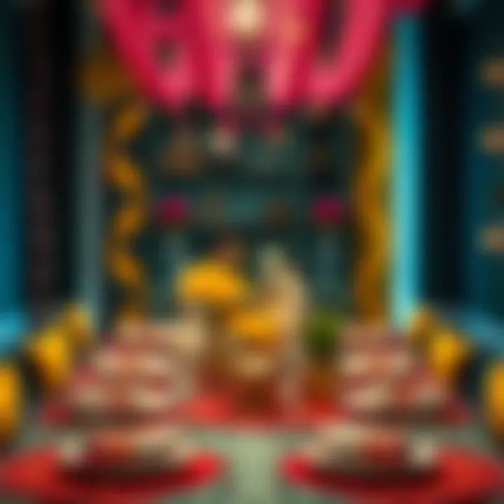 Vibrant table setting adorned with traditional motifs