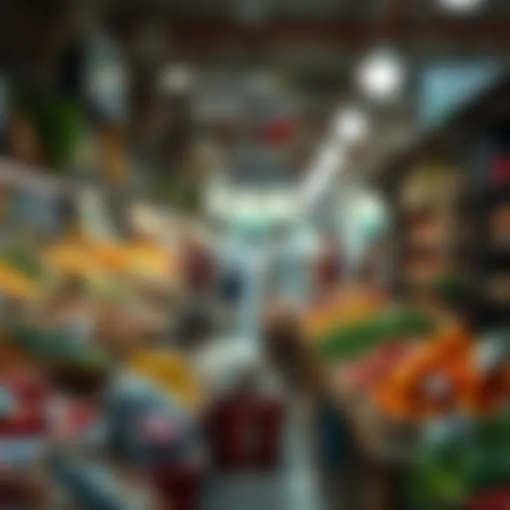 Market showcasing local food prices