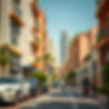 Vibrant neighborhood showcasing Dubai's lifestyle