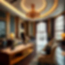 Luxurious hotel lobby showcasing opulence and elegance