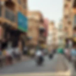 Vibrant street scene in Satwa showcasing local culture