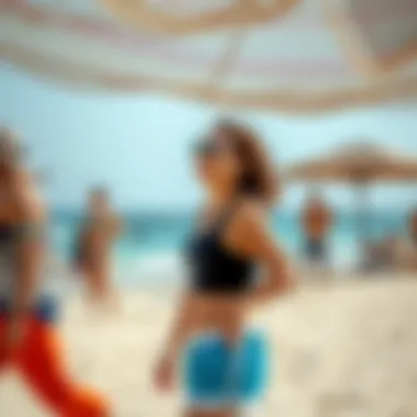 Community enjoying leisure activities at the beach