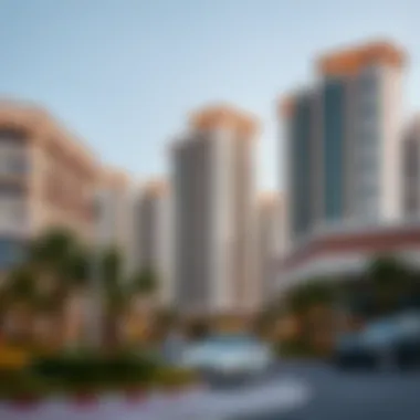 Modern residential buildings in Al Markaziyah West highlighting real estate development