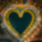 Aerial View of Al Qudra Love Lake's Heart Shape Aerial view showcasing the heart-shaped Al Qudra Love Lake surrounded by lush greenery.