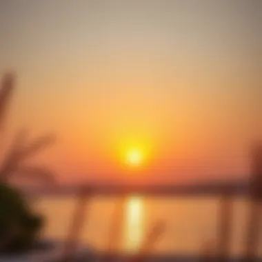 Sunset over Al Qudra Love Lake, casting a serene glow on the water.