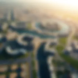 Aerial view of Al Qusais showcasing residential developments and green spaces