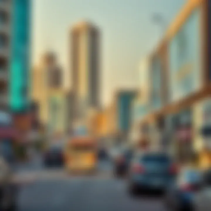 Vibrant commercial district in Al-Riqah reflecting economic activity and growth