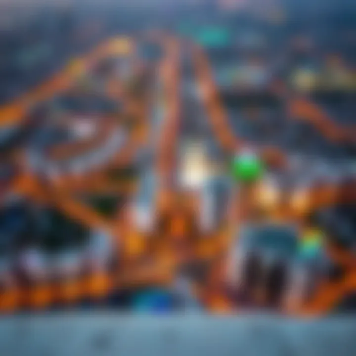 Aerial view of قرية العالميه showcasing its vibrant urban layout