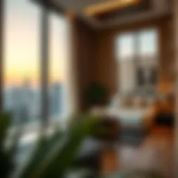 Luxurious near hotel apartment with cityscape view