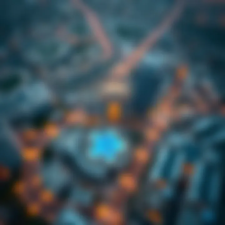 Aerial view highlighting the strategic location of مركز كلداري القصيص in Dubai