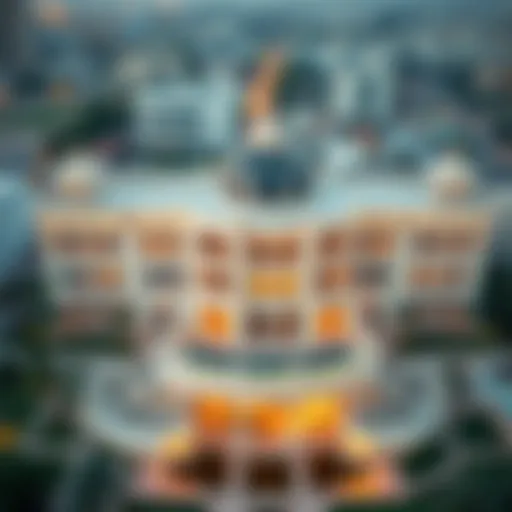 Aerial view of Creek Palace highlighting its architectural design